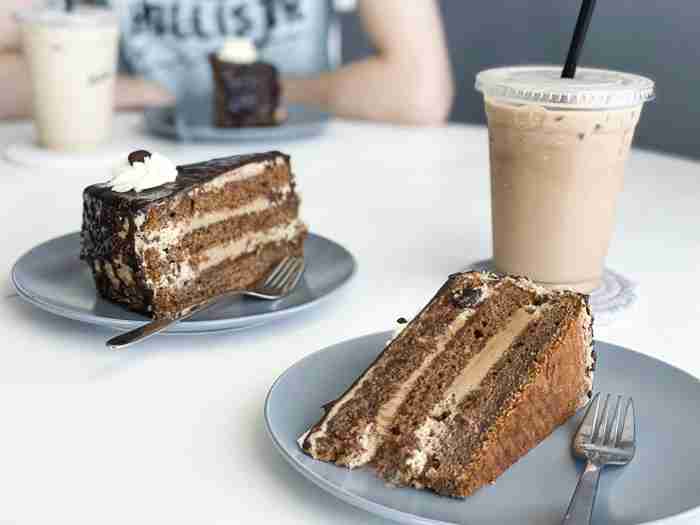 Mocha Cake slices and coffee